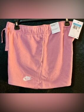 Nike Women's Pink Terry Shorts with White Swoosh